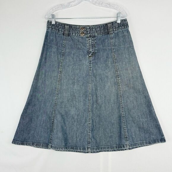 H&M Midi Blue Jean Skirt Size 12 Denim A-line Skirt, Y2K, Hippie Skirt EU 42 - Picture 1 of 13